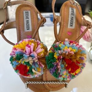 Girls Steve Madden pompom shoes